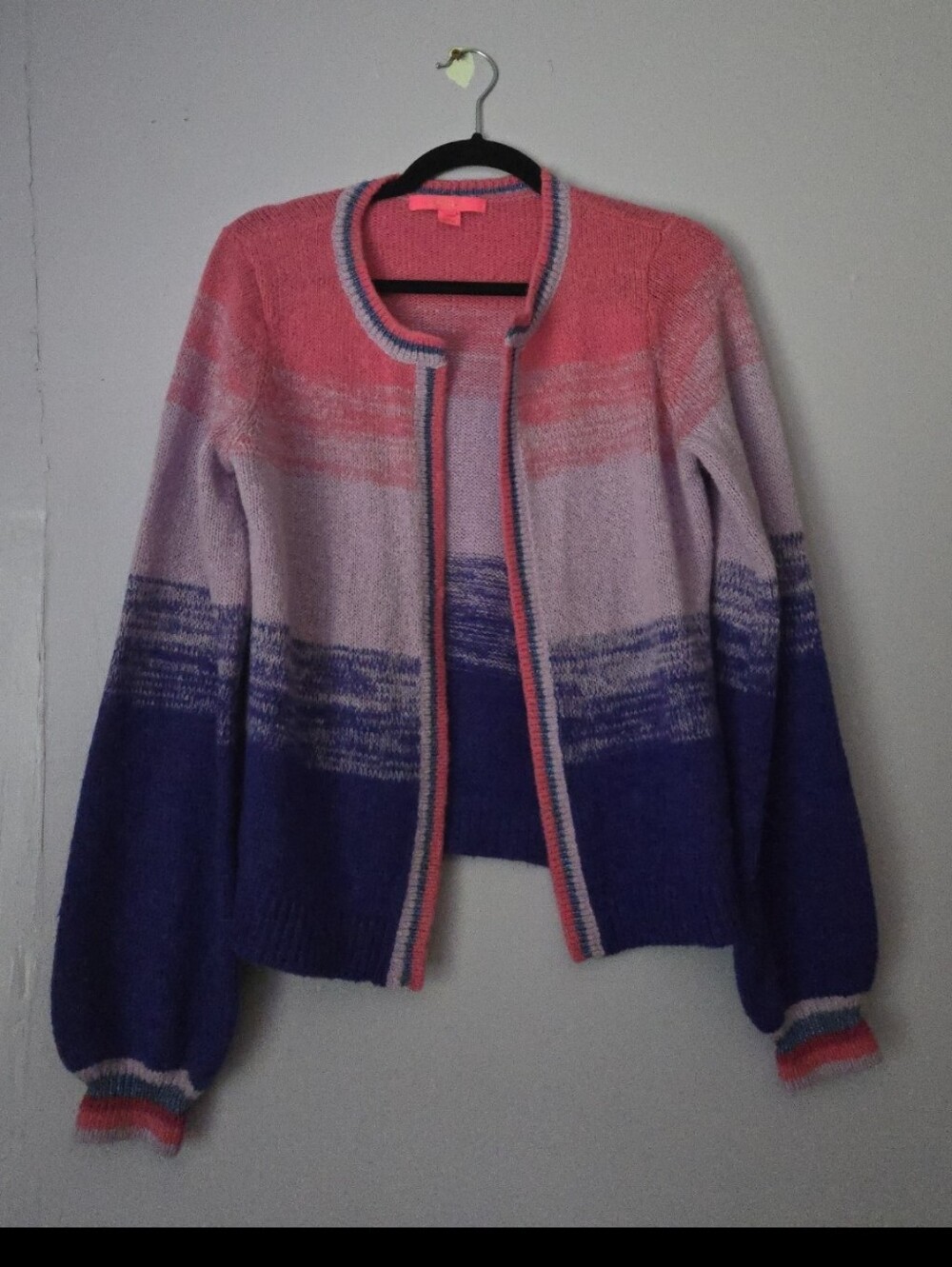 Lilly Pulitzer SML Ombre Striped Open Cardigan in Pink, Lavender & Purple